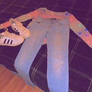 Gray Shirt With Rainbow Hearts